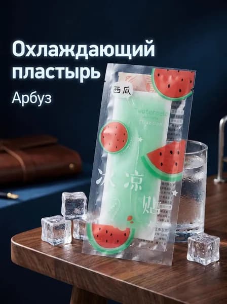 Охлаждающие пластыри арбузные, гелевые, от жары и температуры, для детей и взрослых, 4 шт.