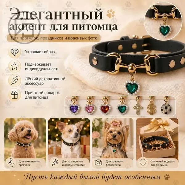 Брелок-ошейник для собак и кошек с перстнем и камнем, люксовый аксессуар для питомца