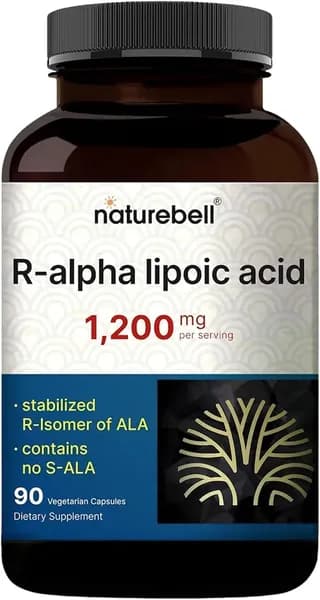 NatureBell R-альфа-липоевая кислота - 90 капсул - обеспечивает 1200 мг R-ALA на порцию - Антиоксидант