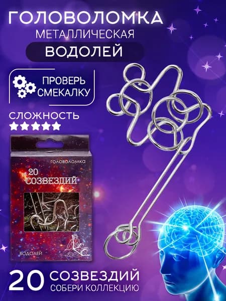 Головоломка металлическая для детей и взрослых 20 Созвездий Водолей ЭВРИКА