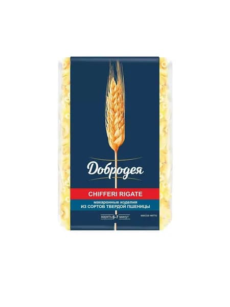 Добродея Макаронные изделия Рожки-дружки Chifferi rigate, 900 гр