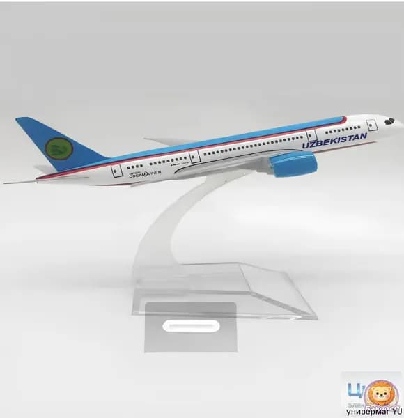 Металлическая модель самолета Boeing 787 Uzbekistan