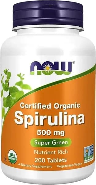 NOW Spirulina 500 мг 200 таблеток, Спирулина (для здоровья печени)