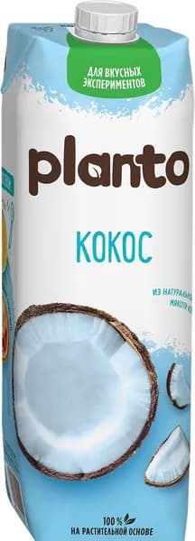 Напиток растительный PLANTO Кокосовый с рисом 0,9%, 1л, 1л2шт
