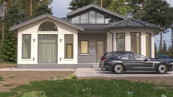 Проект "Барбарис 2" 146 м2 с 3 спальнями и террасой, из газосиликатного блока со штукатуркой