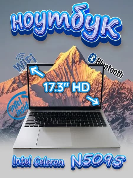 Fronsh Ноутбук 17.3", Intel Celeron N5095, RAM 16 ГБ, SSD 1024 ГБ, Intel UHD Graphics, Windows Pro, серебристый, Русская раскладка