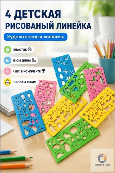 4 Детская рисовальная линейка