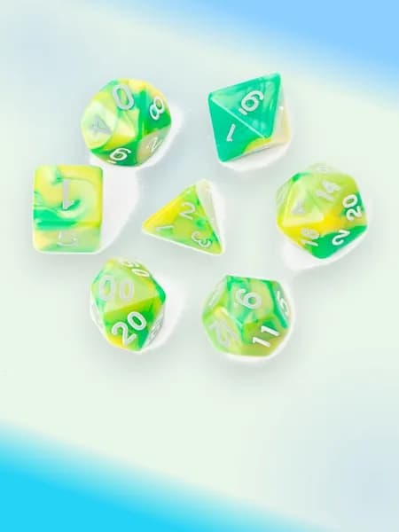 7шт Набор акриловых многогранных кубиков D4-D20 для НРИ, Зеленый