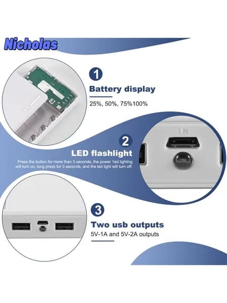 W7Портативное зарядное устройство USB 5V 2A 18650 Power Bank Battery Box совместим с смартфона Iphone6 Цвет: белый