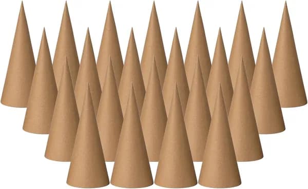 Crafjie 6 шт. бумажных конусов из папье-маше с открытым дном, 13,75x5 дюймов, бумажные конусы для творческих проектов своими руками, рождественских гномов, рождественской елки, шляпы, у