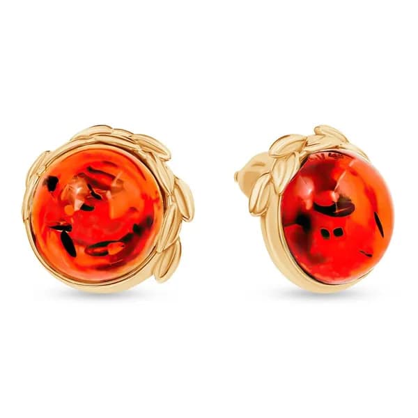 Серьги женские с янтарем серебро 925 пробы 585GOLD