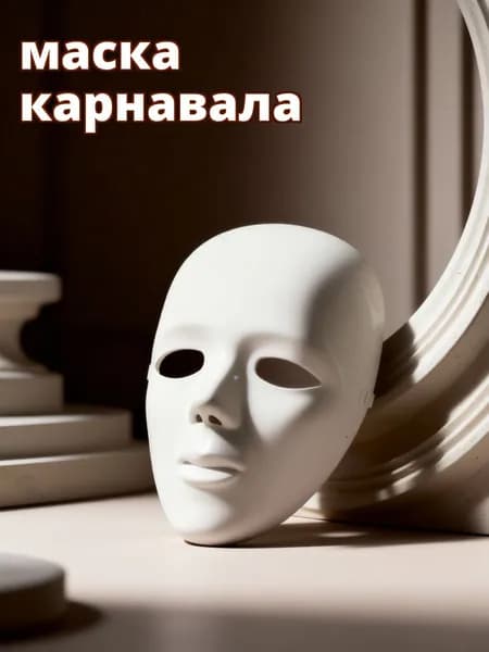 Белая маска из пп для декорирования и росписи на маскарад и вечеринки