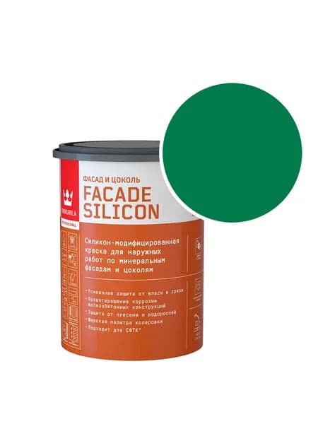 Краска фасадная Tikkurila/Tikkivala Facade Silicon силикон-акриловая RAL 6029 (Мятно-зеленый - Mint green) 0,9 л