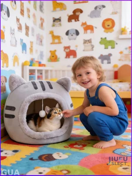 350*350*300MMДомик для питомца/лежанка для кошки/собаки, удобный и прочный домик в форме кошки, который не развалится и подходит для всех сезонов.