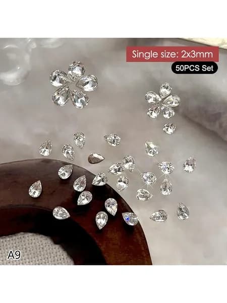 Мини-плоский бриллиант с каплей воды из циркона