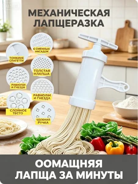 Ручная пресса для лапши домашняя многофункциональная, 7 насадок для разных видов макарон