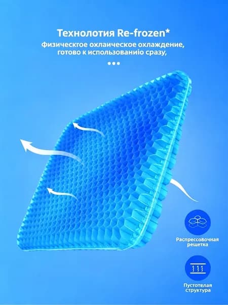 Сотовая охлаждающая подушка, гелевый подстилок, дышащая и снимающая напряжение, для автомобиля и офиса, 38 32 1.2 см, 1 шт