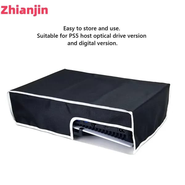 Чехол-пылезащита для PS5 Slim, горизонтальный, из оксфордской ткани, чёрный