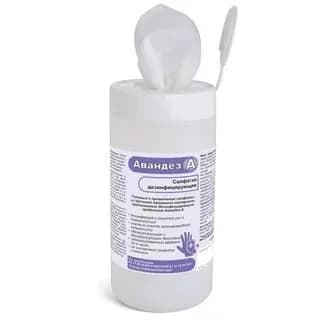 Дезинфицирующие салфетки Авандез-А 120х180 мм. 60 штук банка