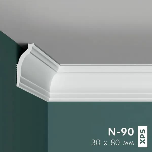Плинтус потолочный ПРАЙМДЕКОР N-90 XPS 80/30, 2м