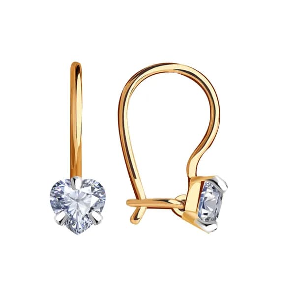 Золотые серьги DIAMANT-ONLINE с цирконием 585 пробы