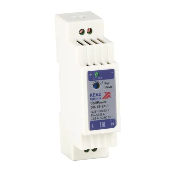 Блок питания КЭАЗ OptiPower, DR-15-24-1, IP20, крепление на DIN-рейку