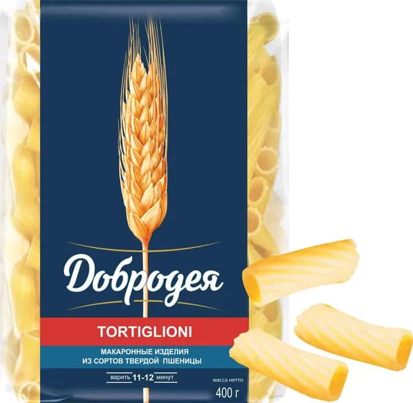 Макаронные изделия "Добродея" TORTIGLIONE в/с 400гр. 4шт.