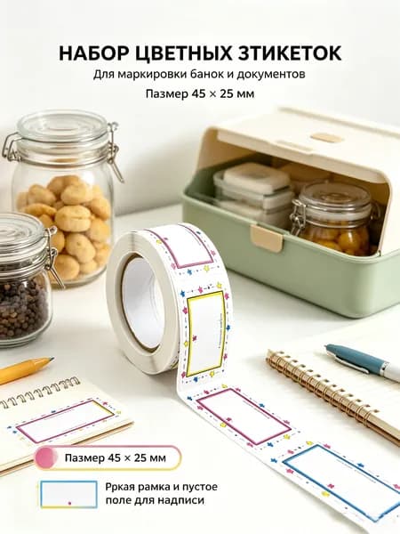 Этикетка для банок, бутылок, для контроля срока годности 2.5 x 4.5 см, 500 шт.