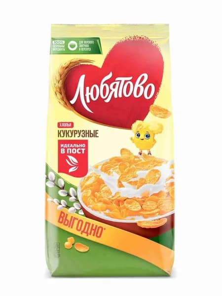 Готовый завтрак Любятово хлопья кукурузные, 600 г