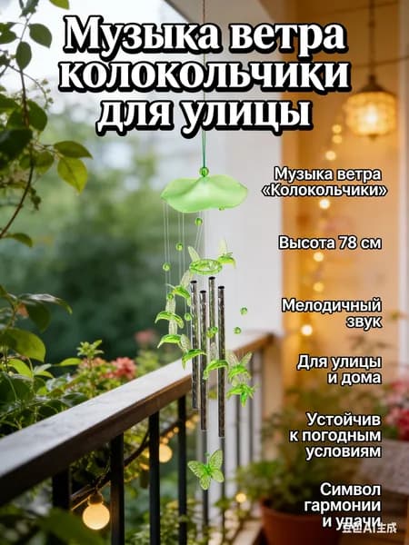Музыка ветра колокольчики для улицы, ветряной колокольчик, из акрилата, 78 см