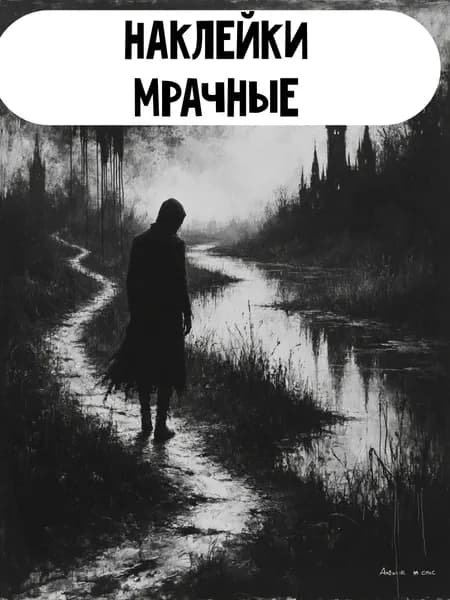 Набор наклеек стикеров Мрачные 16 штук