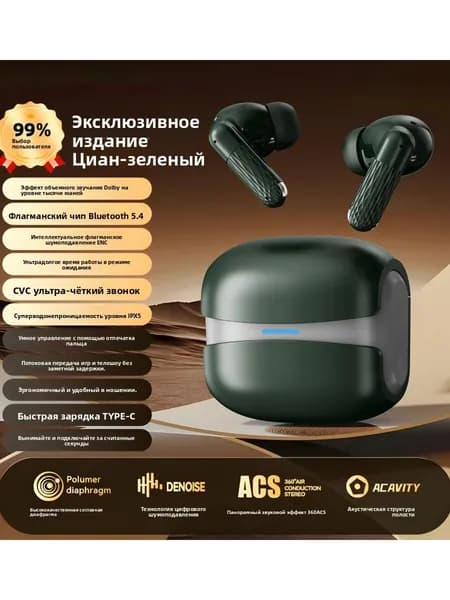 Наушники беспроводные, Bluetooth, зеленый