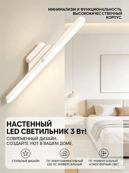 Настенный светильник, Без цоколя, 3 Вт
