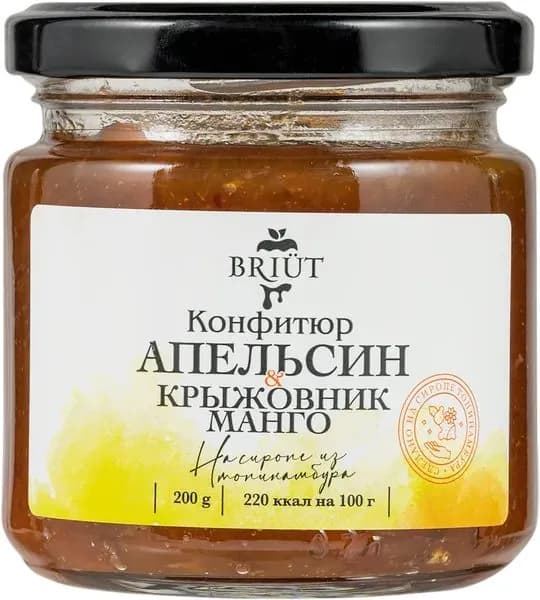 Конфитюр на сиропе топинамбура Бриют апельсин крыжовник манго Барри Бриют с/б, 200 г