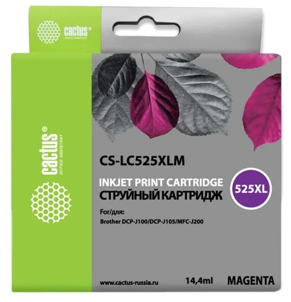 Картридж Cactus CS-LC525XLM струйный картридж (Brother LC-525XLM) 16,6 мл, пурпурный