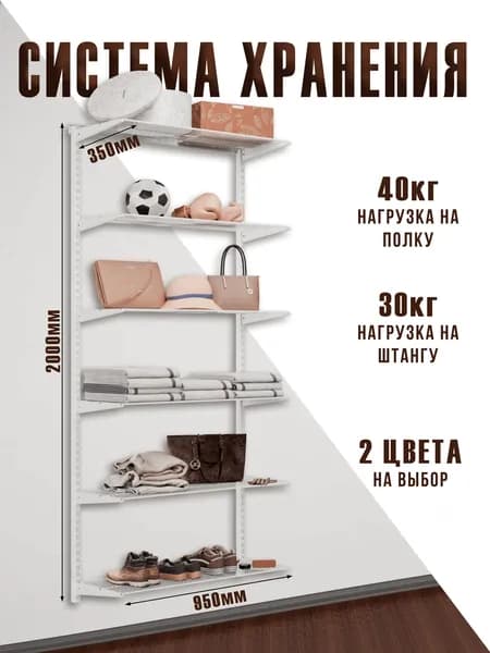 ПРАКТИК HOME Гардеробная система, Металл, 95х35х200 см