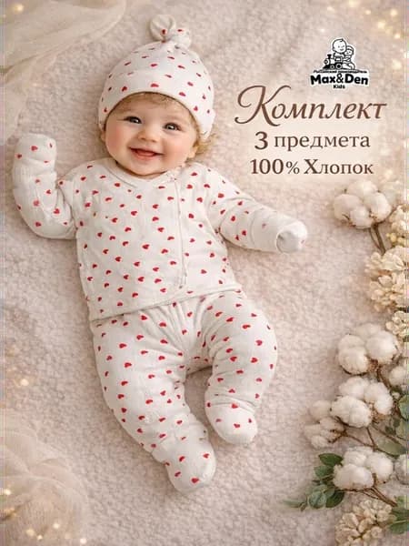 Комплект на выписку для новорожденного 3 предмета