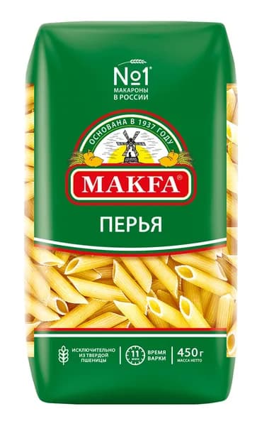 Макароны перья Makfa рифленые высший сорт, 450г