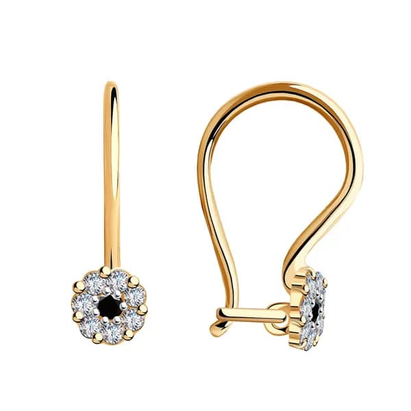 Золотые серьги DIAMANT-ONLINE с фианитом 585 пробы