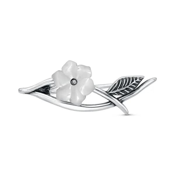 Брошь Красная Пресня с перламутром из серебра 925пробы