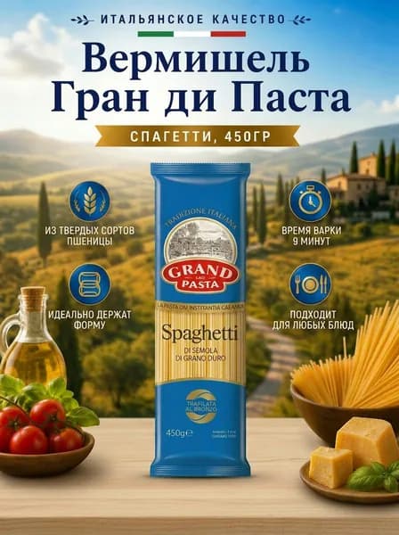 Вермишель Гран ди Паста Спагетти, 450гр
