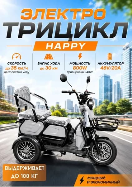 Электрический трицикл 777 1000 вт 48V/20A гравировка 240 вт