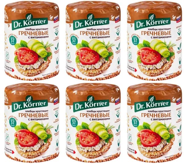 Dr. Korner Хлебцы Гречневые, с витаминами, 100 гр, 6 уп