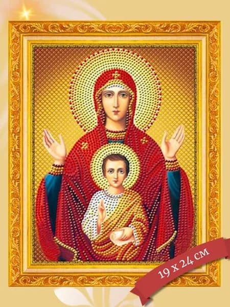 Алмазная мозаика Икона Знамение 24х19