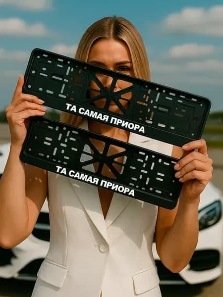 Номерной знак с надписью та самая приора