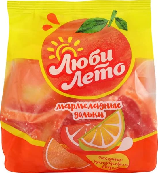 Мармелад желейный ЛЮБИ ЛЕТО Ассорти дольки с цитр. вкусом (Россия) 250г