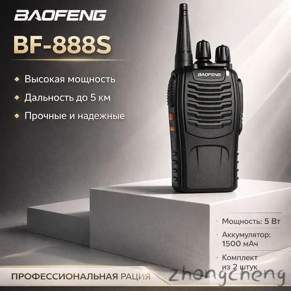 BAOFENG BF-888S Компактный портативный радиотелефон для улицы, стройплощадки, ресторанов, отелей и охраны с дальнос