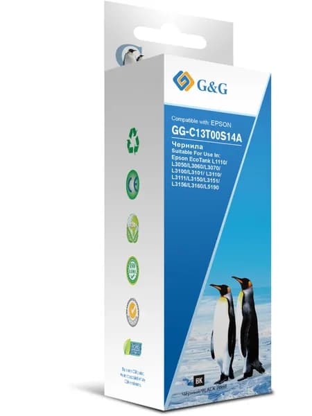 Чернила G&G GG-C13T00S14A 103BK черный, флаконов: 1, объём 70мл, для L1110, L3151, L3100, L3101, L3110, L3150