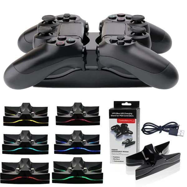 Зарядная станция для двух геймпадов PS4 с подсветкой LED