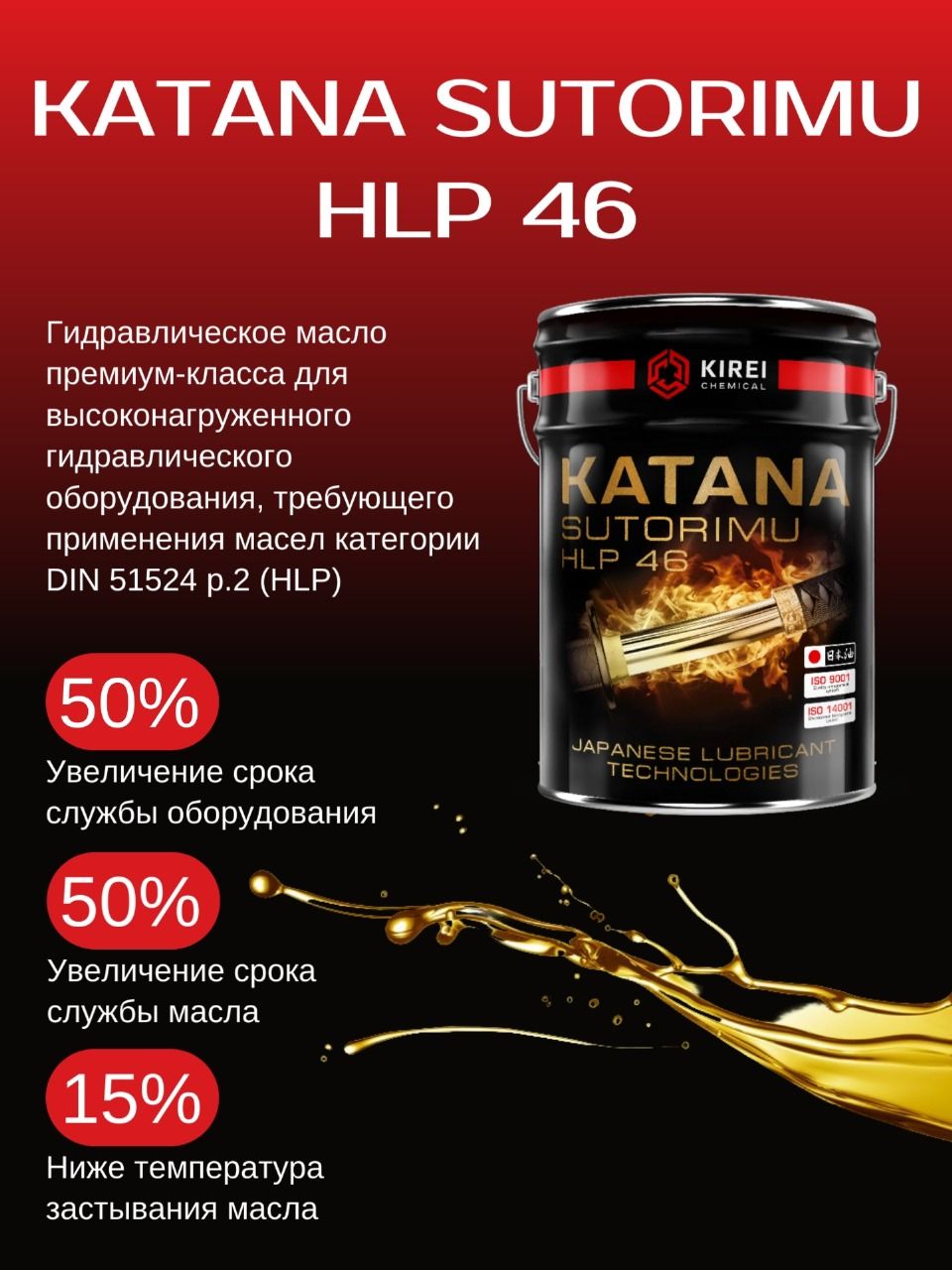 Гидравлическое масло KATANA Sutorimu HVLP 46 20 л.